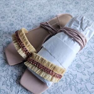 NIB Anthropologie Embellished Tie-Up Sandals | 40 / 9.5